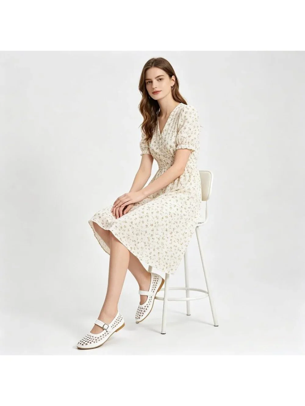 Women's White Faux Leather Round Toe Adjustable Buckle Strap Flat Slip On Shoes